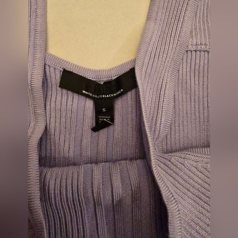White House Black Markey Lavender Ribbed Tank Top Size Small - Picture 5 of 11